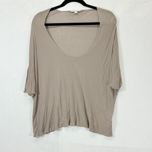 James Perse Ribbed Oversized Scoop Neck Dolman Sleeve Top Taupe Sz 4 minimalist